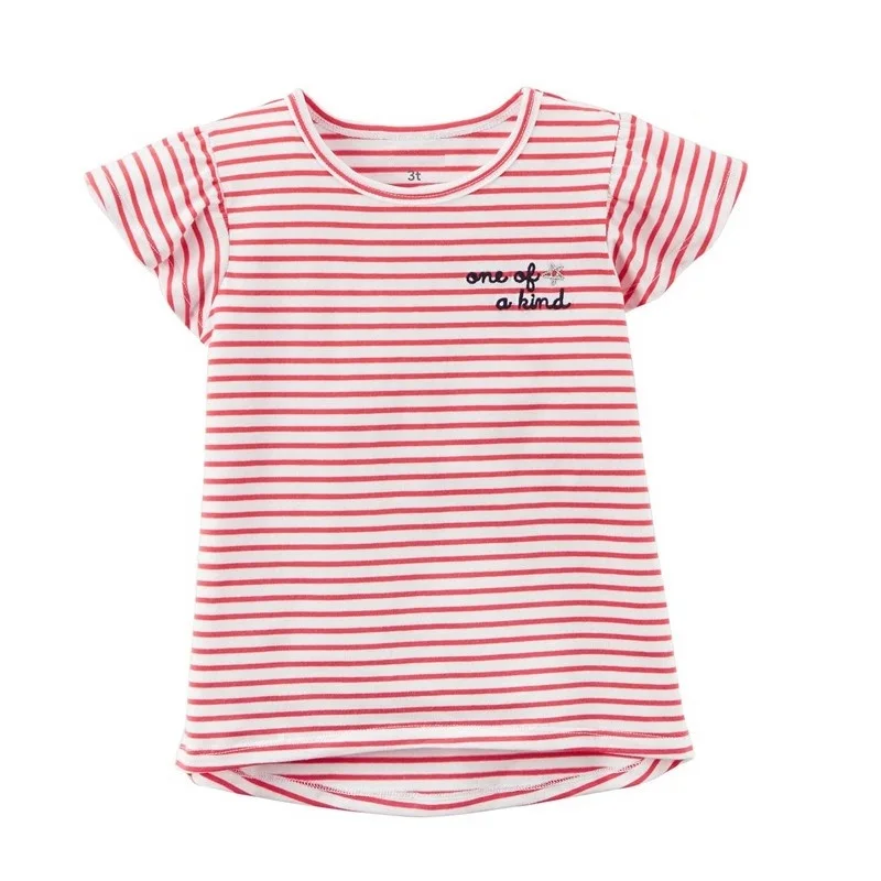 Модные футболки для маленьких девочек топы в красную полоску для новорожденных из хлопка, Детская футболка, одежда блузка для малышей Детская одежда для малышей