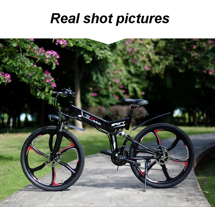 Flash Deal 26 inch folding mountain electric bicycle 48V lithium battery 21 speed variable speed system bike PAS cycling smart Lcd ebike 31