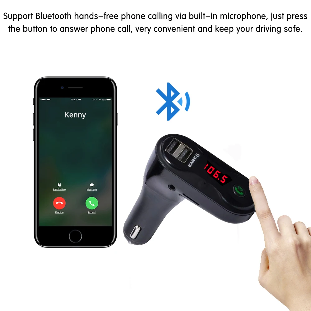 JINSERTA 10 шт./лот Hands Free беспроводной Bluetooth fm-передатчик+ AUX модулятор Автомобильный комплект MP3 плеер TF SD USB LCD автомобильные аксессуары