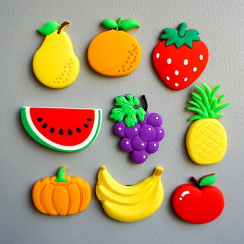 

Creative Cartoon fruit Soft glue Fridge sticker Early education magnet refrigerator Home Decoration Fruit 9 packs