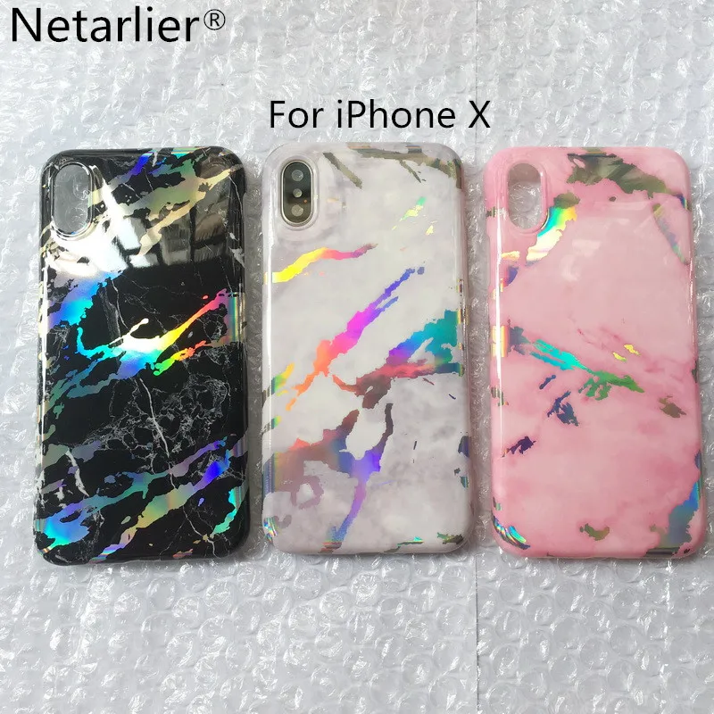 Netarlier New Holo Case For iPhone X Black Pink White Holo