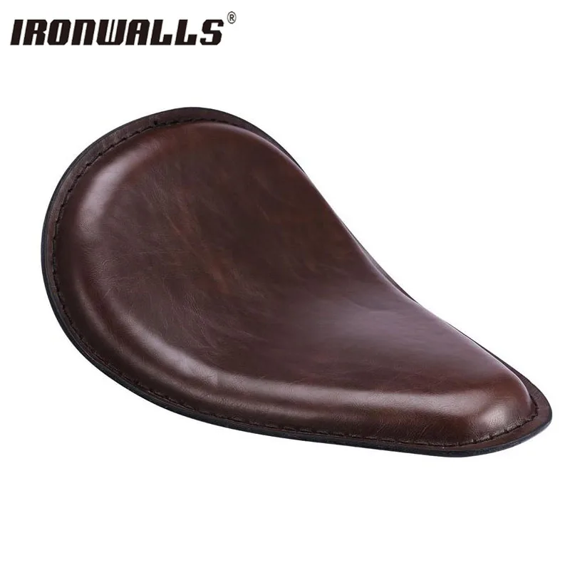 Ironwalls Brown Motorcycle Seat Base PU Leather Neoprene Foam Passenger