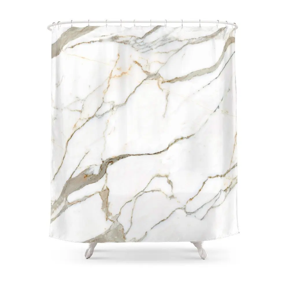 White Marble Shower Curtain Custom Curtain For Bathroom Waterproof