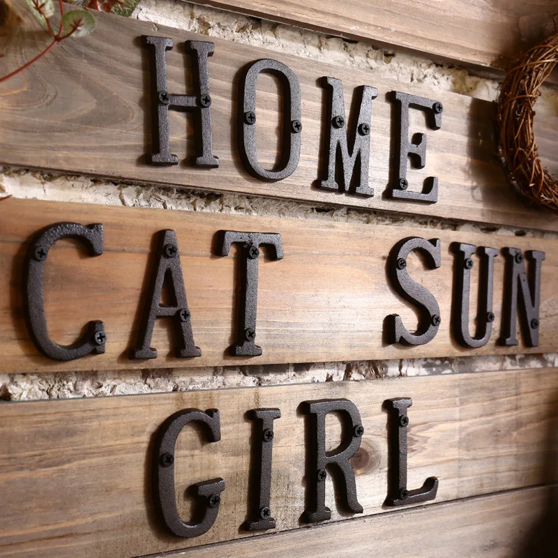 

Metal Letters Numbers Cast Iron Decoration House Sign Doorplate DIY Cafe Wall LBShipping