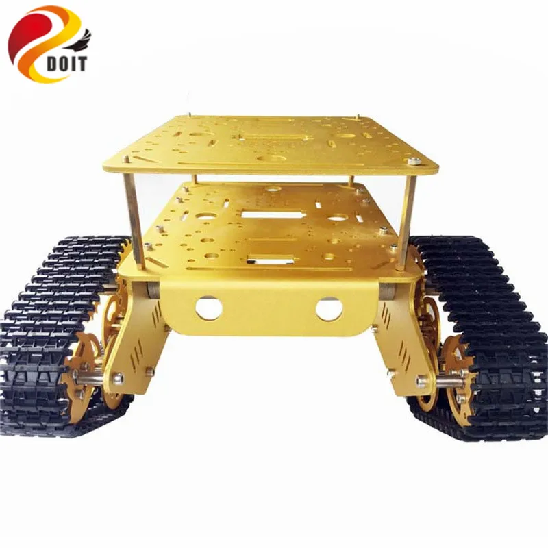 DOIT Metal Crawler Tank Chassis Tank Model TD300 with Aluminum Alloy Frame Plastic Tracks 2 Motor for Robot of Gen Guest Contest metal aluminum alloy robot tank chassis 37 motor strong power sk9