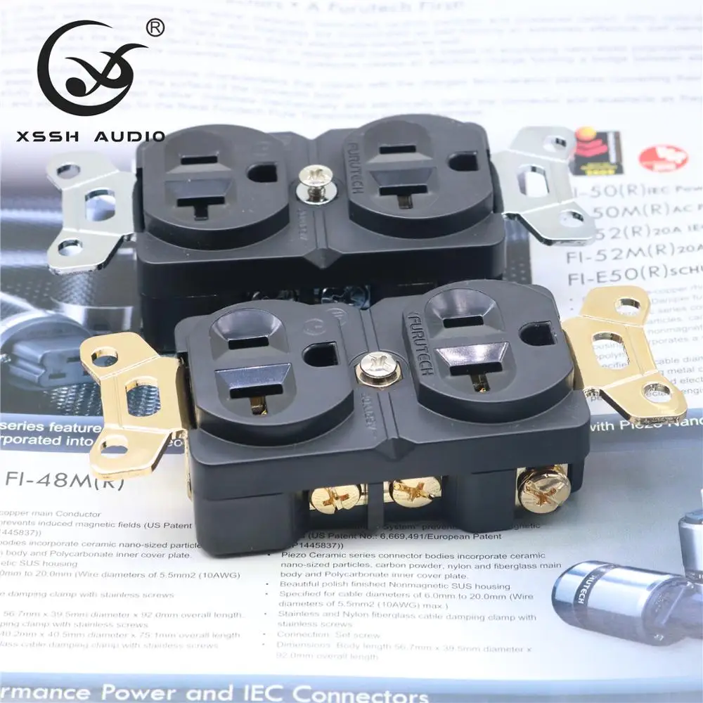 Tomada de Energia Xssh Áudio Real Vermelho Puro Cobre Chapeado Ouro Ródio 20amp 20a 125 v América Padrão Eua Elétrica Núcleo - Image 3