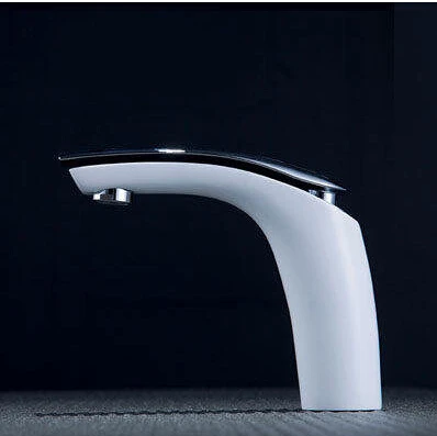 New Hot sell Brass Baking finish bathroom basin Faucet / Fashion 12 Colors Hot and Cold Water Mixer Tap White tap Basin mixer