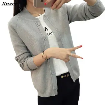 

Hot Sale Fashion Casual Women's Spring Autumn Cardigan Long Sleeve Short Knitted Cardigan 2016 New Female Sweaters Xnxee