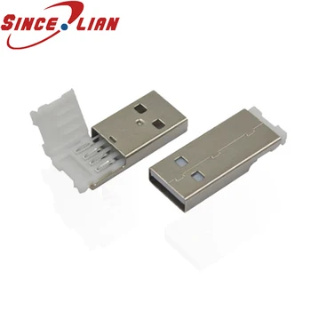 

SINCELIAN 100Pcs Mini usb Mini USB 4 Pin Plug PPTO3 Connector Silver Tone Dark Gray Dock Plug Jack Socket Original USB Plug