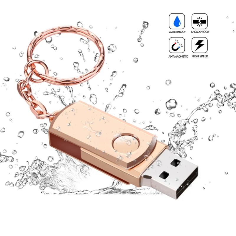 BiNFUL водонепроницаемый металлический вращающийся usb флэш-накопитель 8 ГБ 16 ГБ 32 ГБ 64 Гб 128 ГБ серебро/золото/Розовый карта памяти, Флеш накопитель USB 2,0 U диск