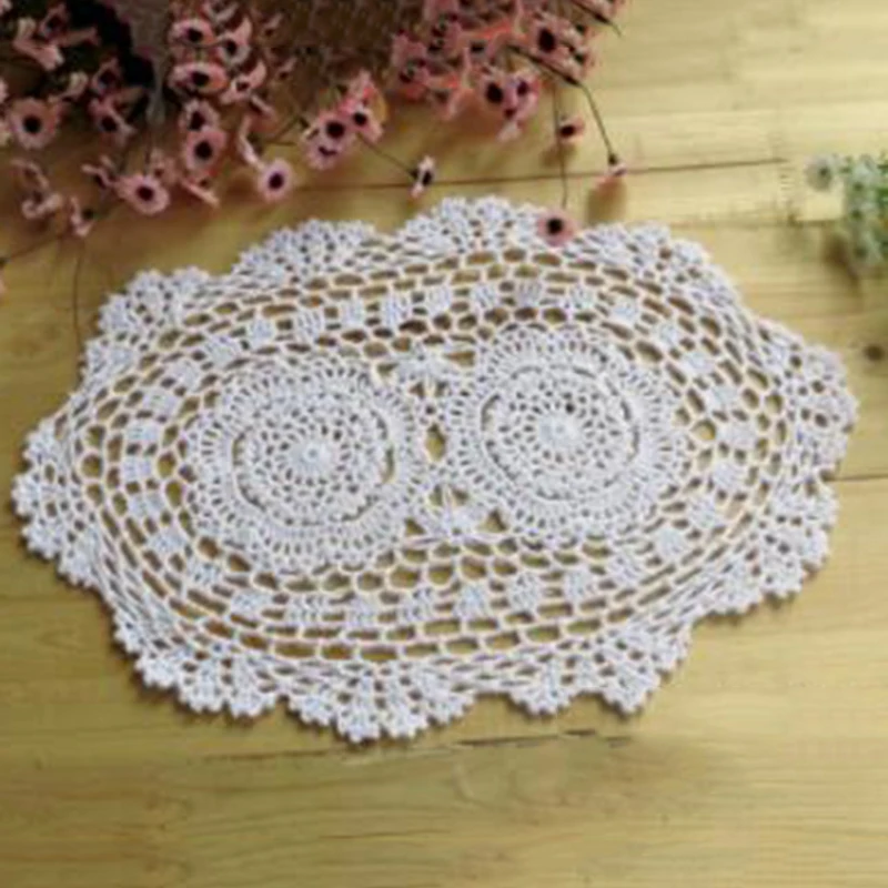 

25x35cm Vintage Oval Crochet Doilies Flower Crafts Table Decoration