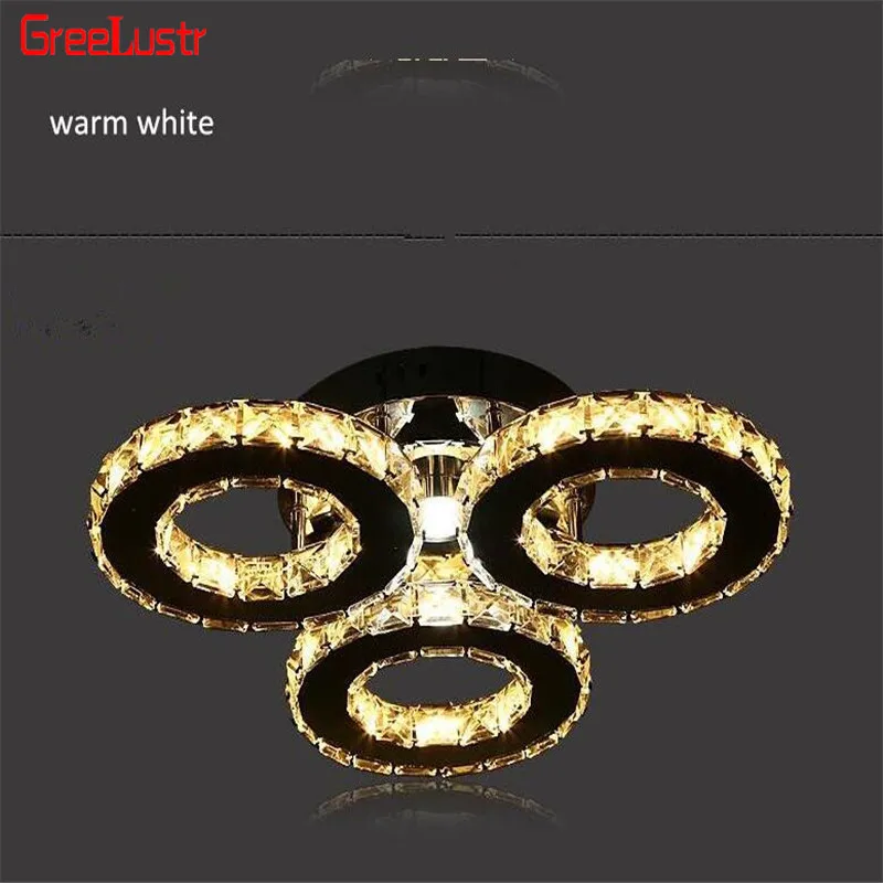  5 Rings Crystal Led Chandeliers Ceiling Mirror Stainless Steel Lustre Cristal For Kitchen Study Lum - 32867353498