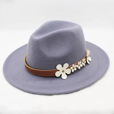 Осень Зима с широкими полями Fedora Мужская коричневая джазовая шляпа с Плоскими Полями Фетровая шапка Трилби котелок из шерсти шапки для женщин еврейская шляпа - Цвет: Grey