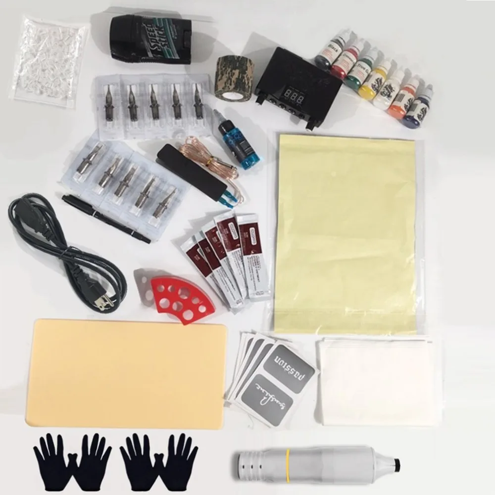 

24PCS/SET Full Set Tattoo Machine Set For Professional Beginners Tattoo Arm One Machine Motor Pen Transfer Paper Tatto Suit