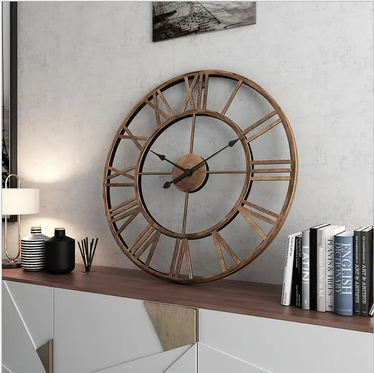 

40CM New 3D Large Iron Retro Decorative Wall Clock Modern Metal Large Wall Clock Home Decor Vintage Watch Digital Wall Clock