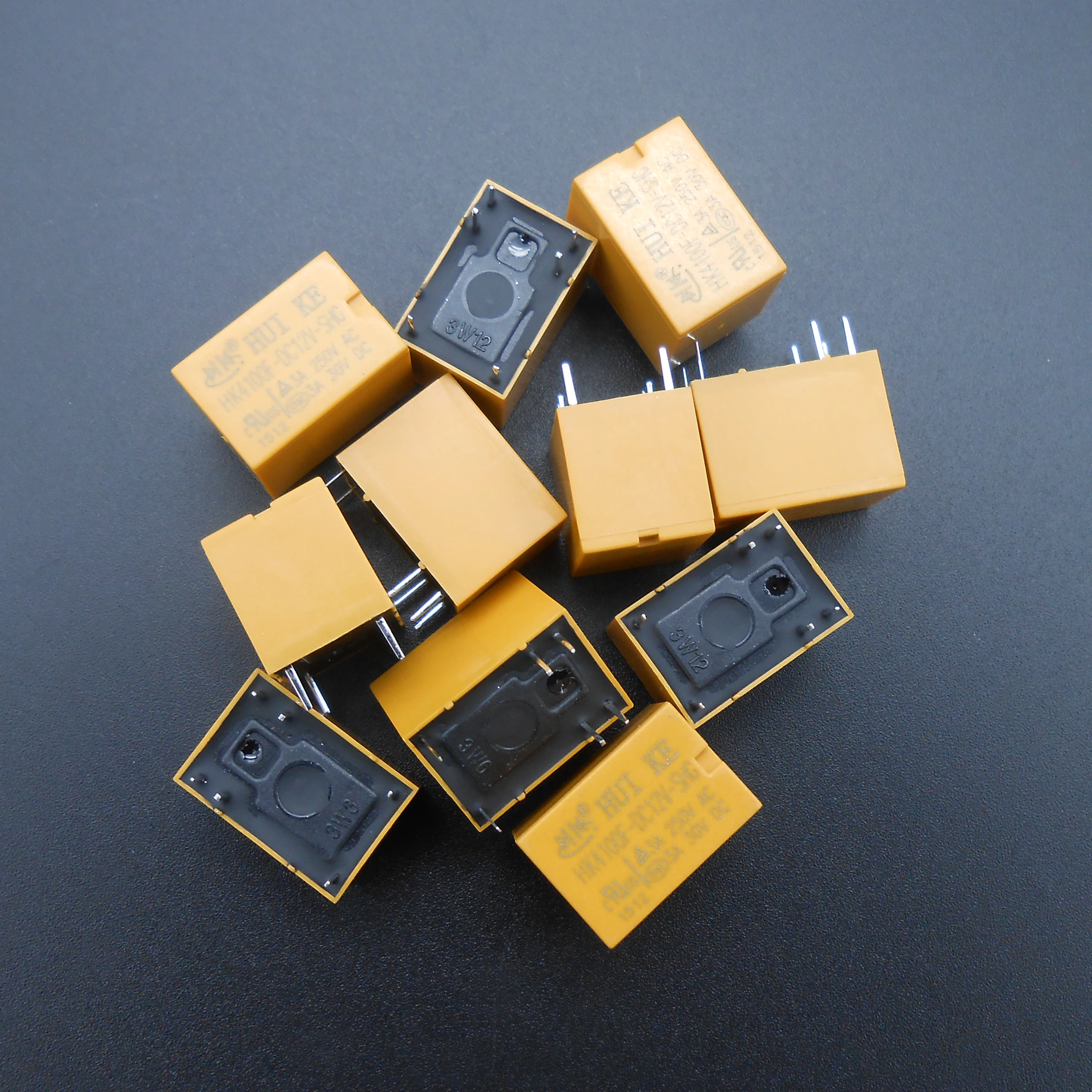 10pcs Hk4100fdc12vshg Dc 12v Volt Yellow Power Relay Dc12v 3a 6 Pins