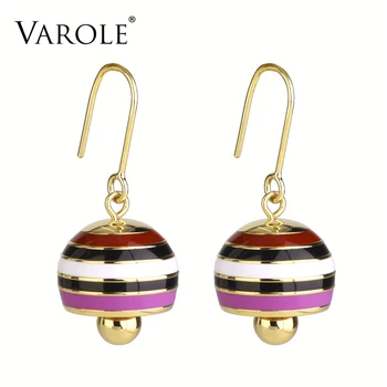

VAROLE Colorful Soft Enamel Individuality Round Bells Dangle Earrings Gold Color Drop Earrings Fashion Jewelry For Women Brincos