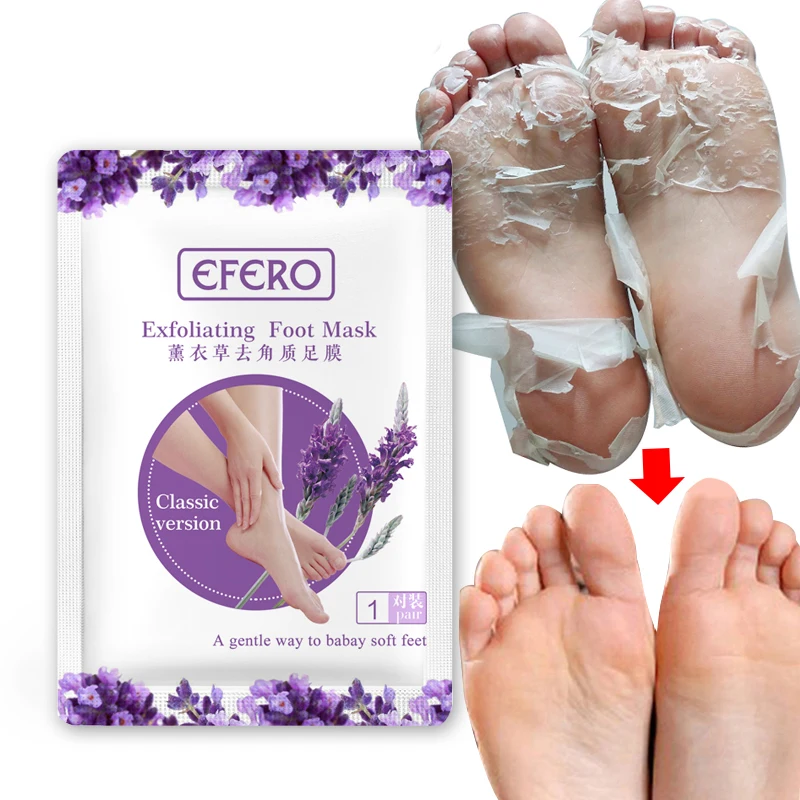 efero 7pair Lanvender Tender Exfoliating Foot Mask Skin Care Peeling Dead Skin Feet Mask Pedicure Socks Foot Cream for Heels