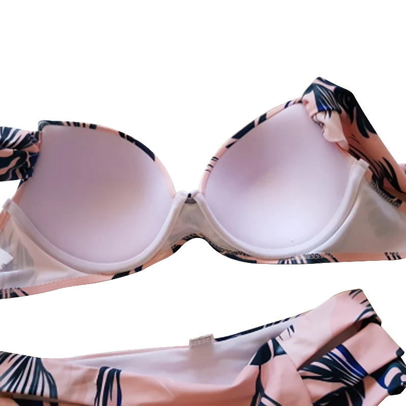 Push Up Bikini Set For Women 2018 Sexy Retro Tropical Palm Leaf Floral Swimsuit Off Shoulder Bathing Suit Summer Swimwear Push Up Bikini Set For Women 2018 Sexy Retro Tropical Palm Leaf Floral Swimsuit Off Shoulder Bathing Suit Summer Swimwear