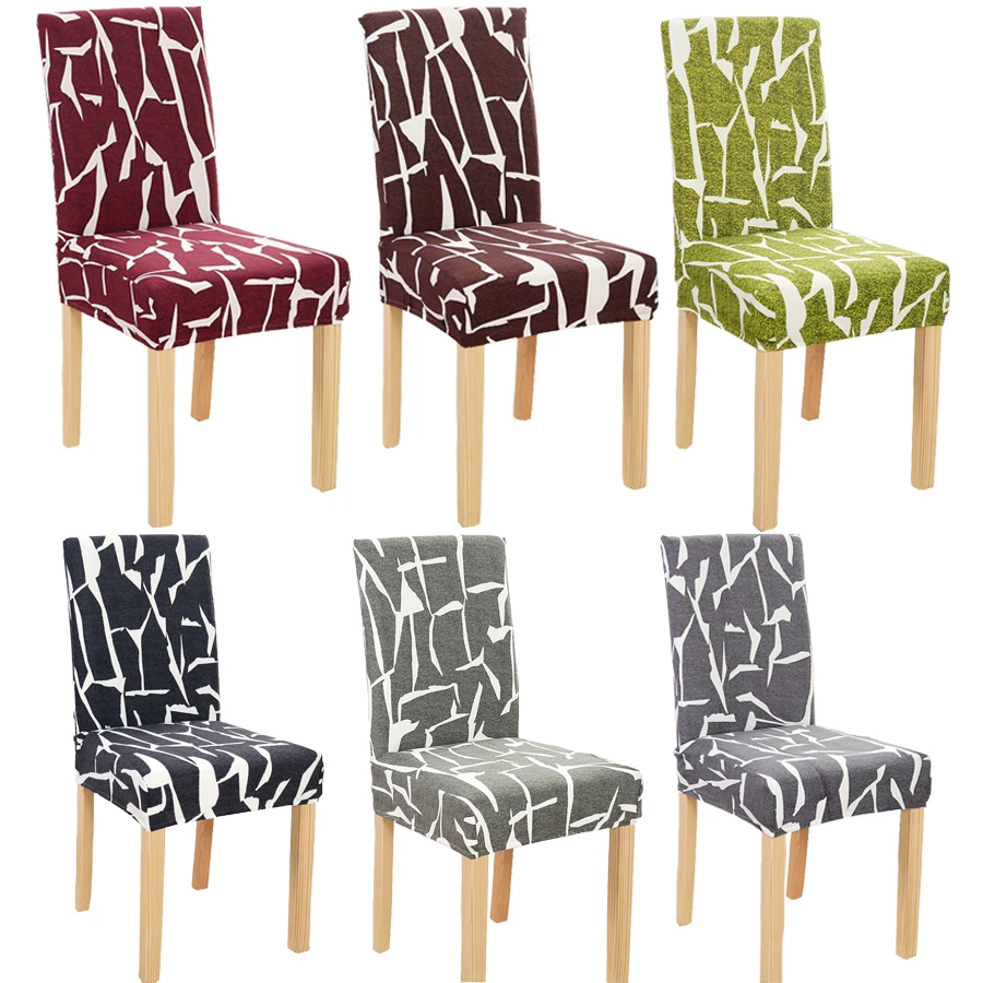 

1PC Floral Elastic Chair Cover Feather leaves Seat Cover Removable Geometric Spandex Stretch Minimalist Dining Chair Protector