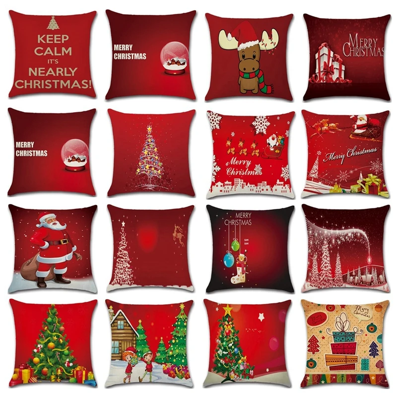 

Christmas Decor Cushion Covers Santa Claus Tree Deer Winter Decorations Xmas Pillow Cover New Year Merry Christmas Cushion Cover