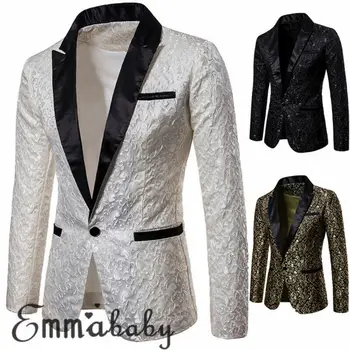 

New trendy casual cool v-neck Men's Autumn winterStylish Luxury Casual Vintage Paisley Blazer Urbane Smart Coat Suit Jacket