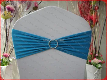 

Lake Blue Single Layer Spandex/Lycra/Expand Band/Cover With One Row Round Diamond Buckle&Pin For Wedding Party Decorations