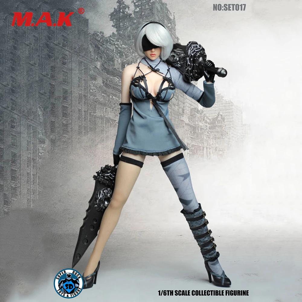 С головой SET017 Косплей 1/6 Nil механический Эра робот Ulha AUTOMATA 2B Одежда наборы для 1" бледное тело