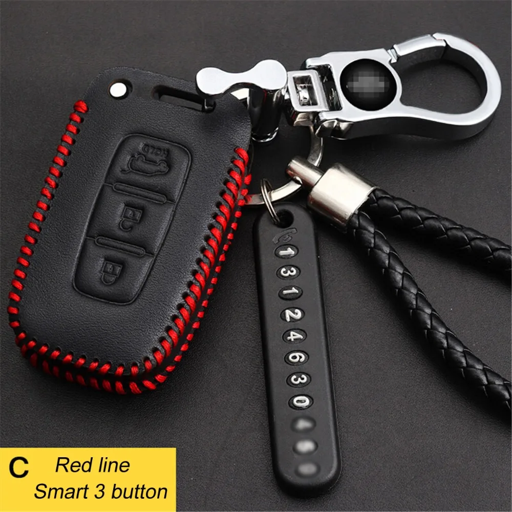 Genuine Leather Smart Key Case Cover for KIA Rio 3 K2 K3 K4 K5 SportageR Sportage Sorento Soul Cerato Carens KX Car Styling Genuine Leather Smart Key Case Cover for KIA Rio 3 K2 K3 K4 K5 SportageR Sportage Sorento Soul Cerato Carens KX Car Styling