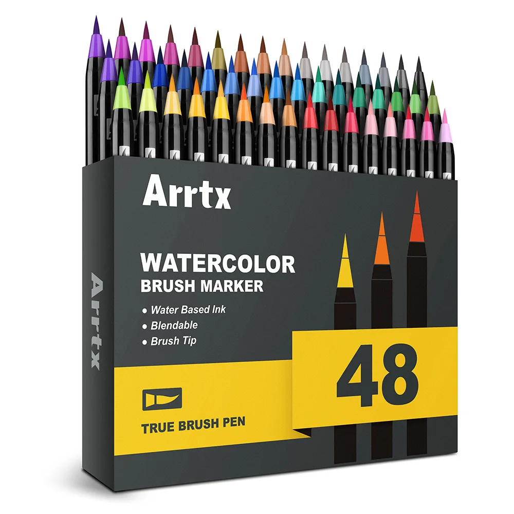 Billige Arrtx 24 48 Farben Wahre Pinsel Marker Stifte Professionelle Wasser Basierend Marker Waschbar   Ungiftig Flexible Pinsel Tipps für Malerei
