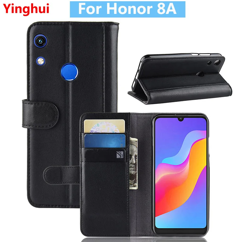 

Genuine Leather Case for Huawei Honor 8A JAT-LX1 Flip Wallet Case Cover for Huawei Honor 8A Honor8A Honor 8 EEN Case