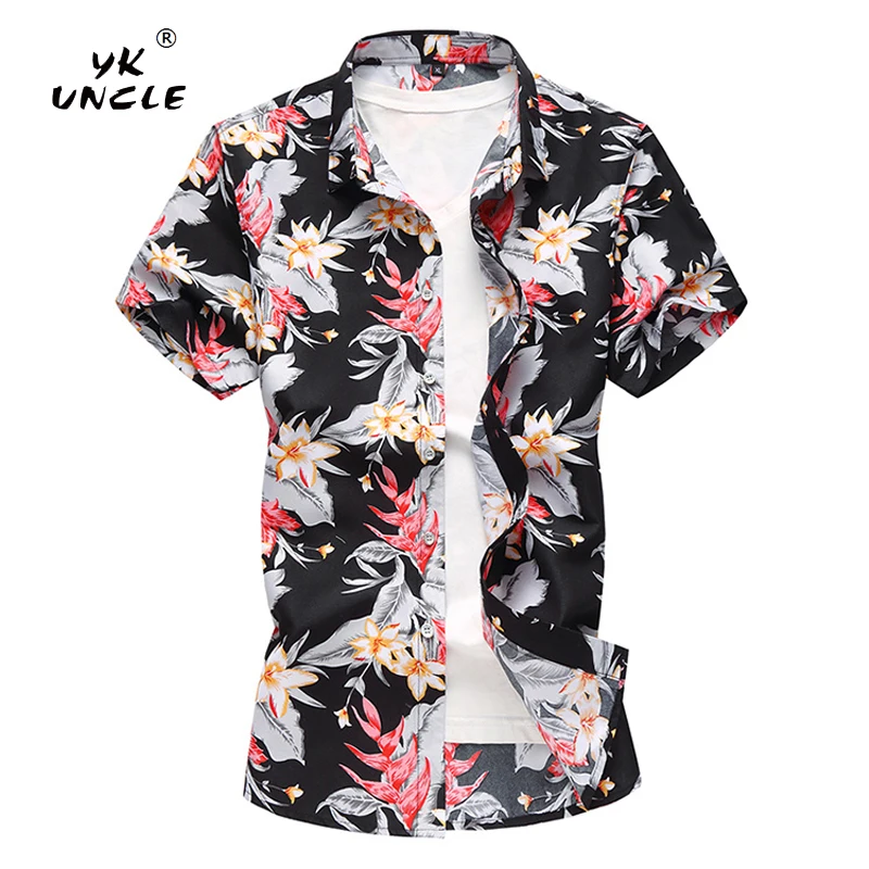 

YK UNCLE Brand Classic Floral Shirts Men Short Sleeve Men's Shirts Top Dresses Of The Big Sizes Clothing Camisa Social Masculina