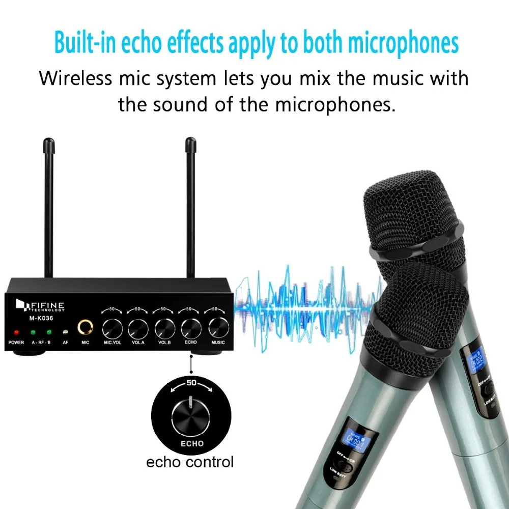FIFINE K025 Wireless Handheld Microphone System, Battery-powered for  Karaoke Night