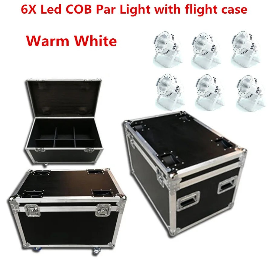 Warm White 6X Led COB Par Light с flightcase 200 Вт светодиодный прожектор Par с мультичипом RGBWA UV 6в1 теплый белый холодный белый светодиодный dj свет Мыть прожектор для дискотеки сценические эффекты - Цвет: Warm White