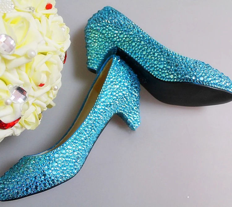 

New Handmade Woman White Rhinestone Wedding Dress Shoes Woman Bridal Shoes Crystal Nightclub Shoes