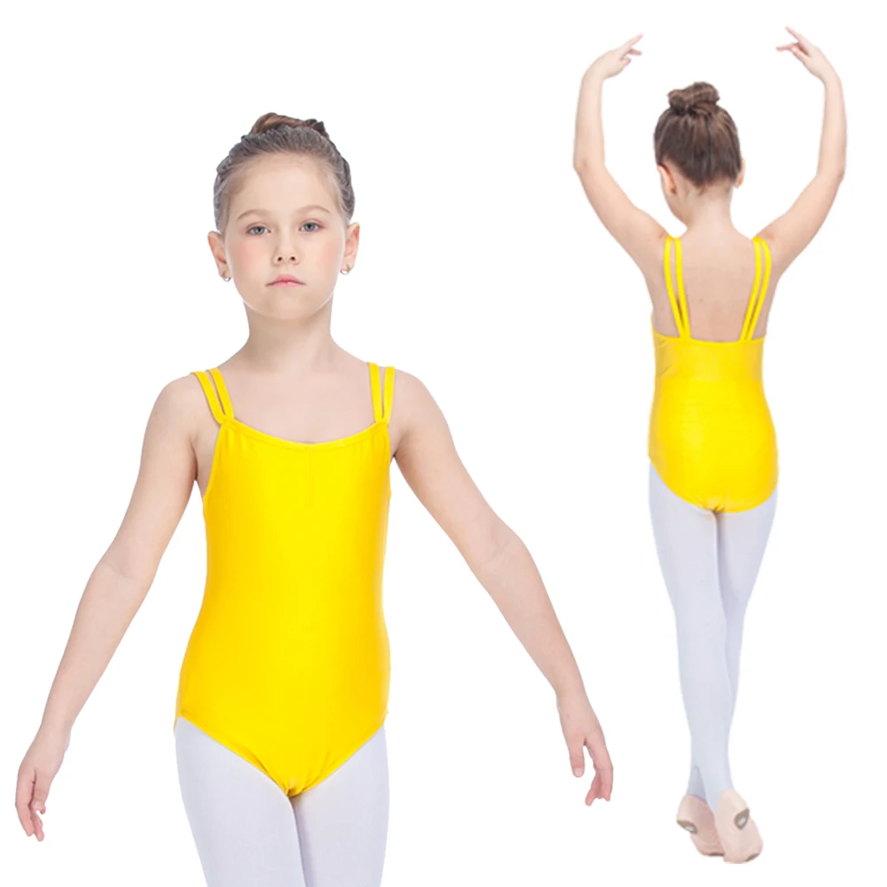

Ballet Kids Dancing Yellow Leotards Nylon/Lycra Double Straps Camisole for Girls Gymnastics Full Sizes 21 Colors Available