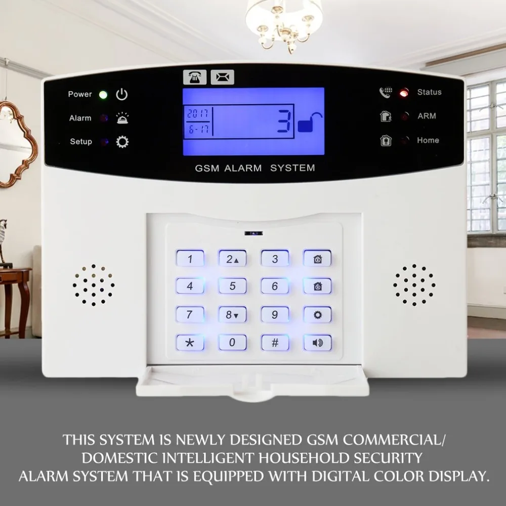 

GSM Alarm Systems Kit Remote Control Voice Prompt Wireless Door Sensor LCD Display Siren Kit Security Alarm for Home Office