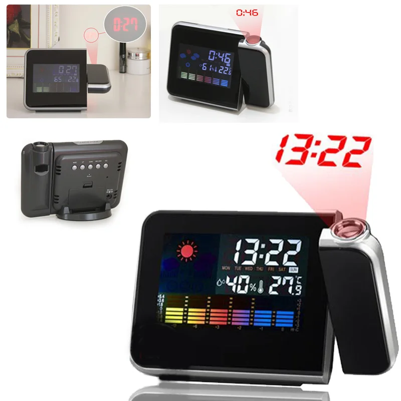 Проекционный цифровой Погодный ЖК-будильник светодиодный фоновая подсветка и календарь термометр Влажность подарок высокое качество