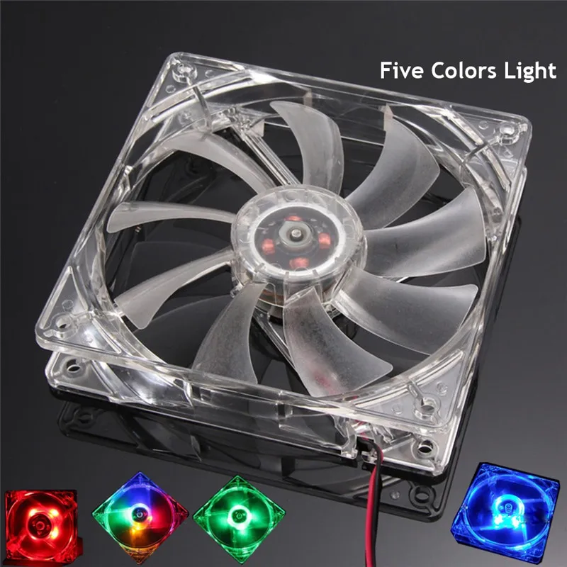 

Five Colors Light PC Computer Fan Quad 4 LED Light 120mm PC Computer Case Cooling Fan Mod Quiet Molex Connector CPU Cooler Fan