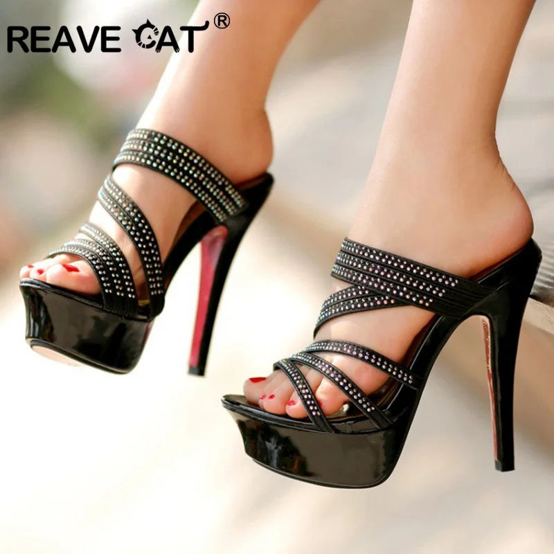 Женские босоножки на платформе REAVE CAT свадебные туфли высоком каблуке шпильке 13