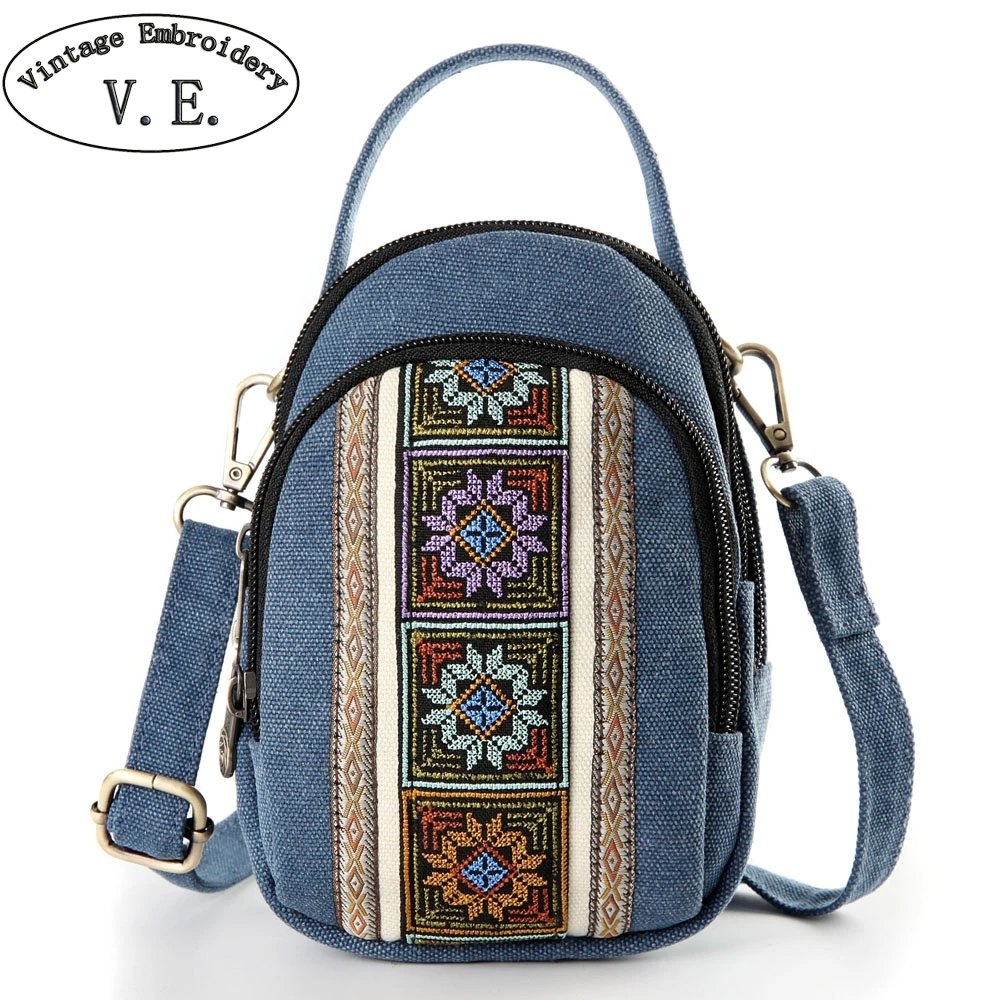 

2019 Summer New Women Messenger Bags Ethnic Canvas Bag Simple Shoulder Bag Travel Beach Bag Small Phone Coins Totes Handbags