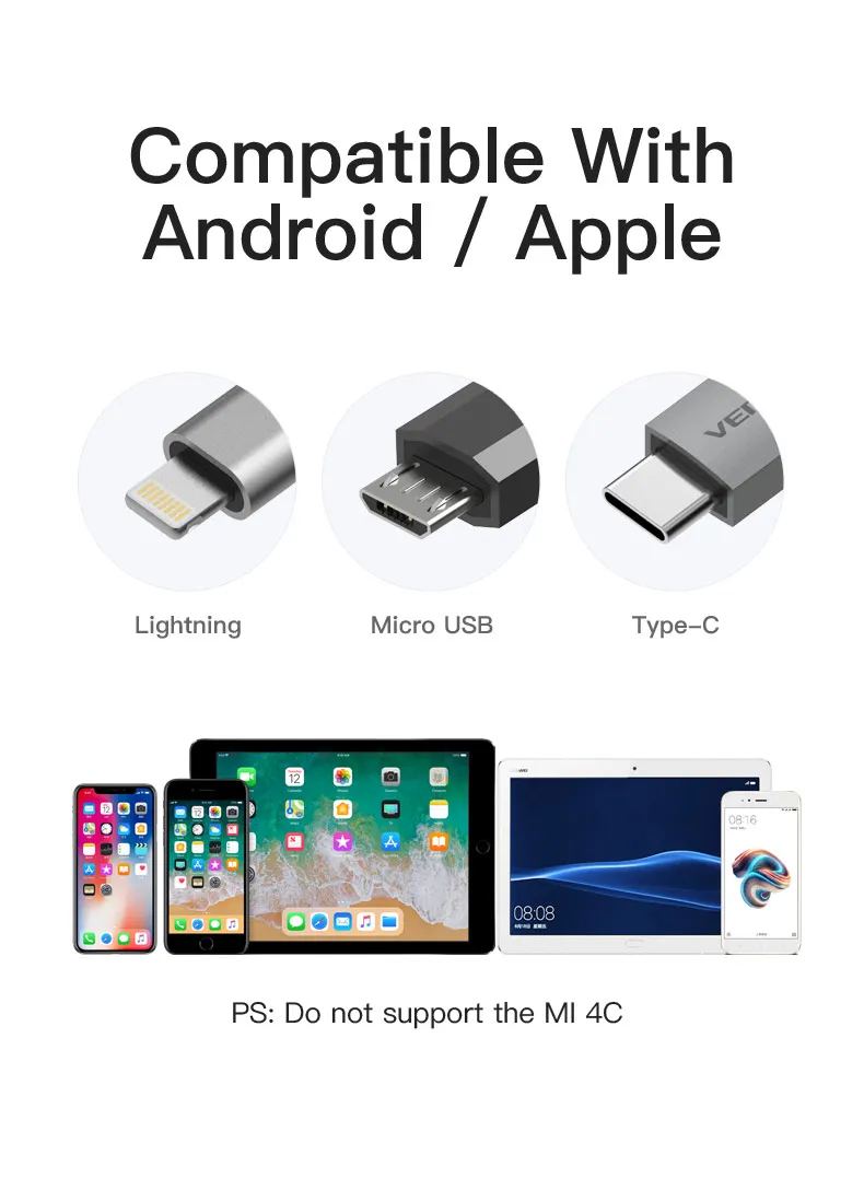 Vention HDMI кабель USB к HDMI конвертер кабель для iPhone 8 Pin к HDMI цифровой av-кабель для iPhone 7 6S Android Поддержка HDTV 2