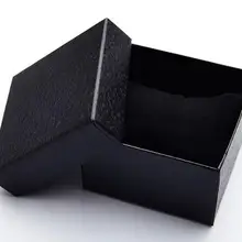 18 шт./лот дешевые Личи шаблон Черная бумажная коробка для часов с подушкой ювелирные часы/браслет/футляр для браслета Пользовательский логотип события