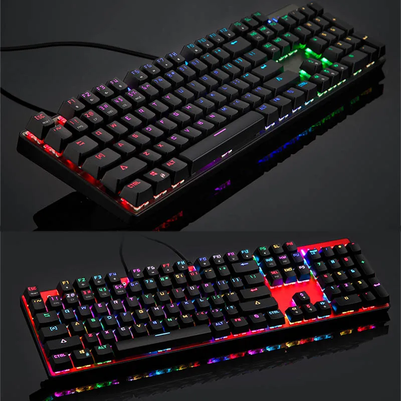 

USB Wired Mechanical Keyboard 104 Keys LED RGB Backlight Gaming Keyboards for Computer QJY99