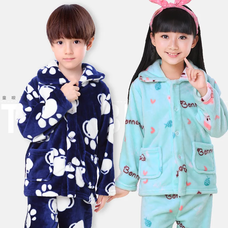 Winter-Kids-Pijamas-Flannel-Sleepwear-Girls-Boys-Pyjamas-Coral-Fleece-Kids-Pajamas-Sets-3-13T-Kids