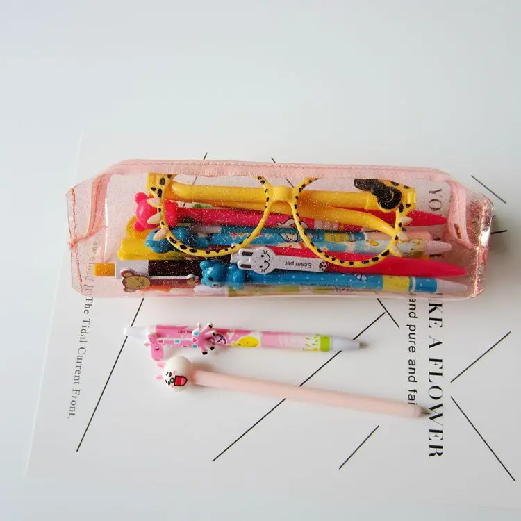 Kawaii школьный чехол s Прозрачный блестящий Карандаш Чехол канцелярские сумки креативная мода ПВХ пенал школьные принадлежности