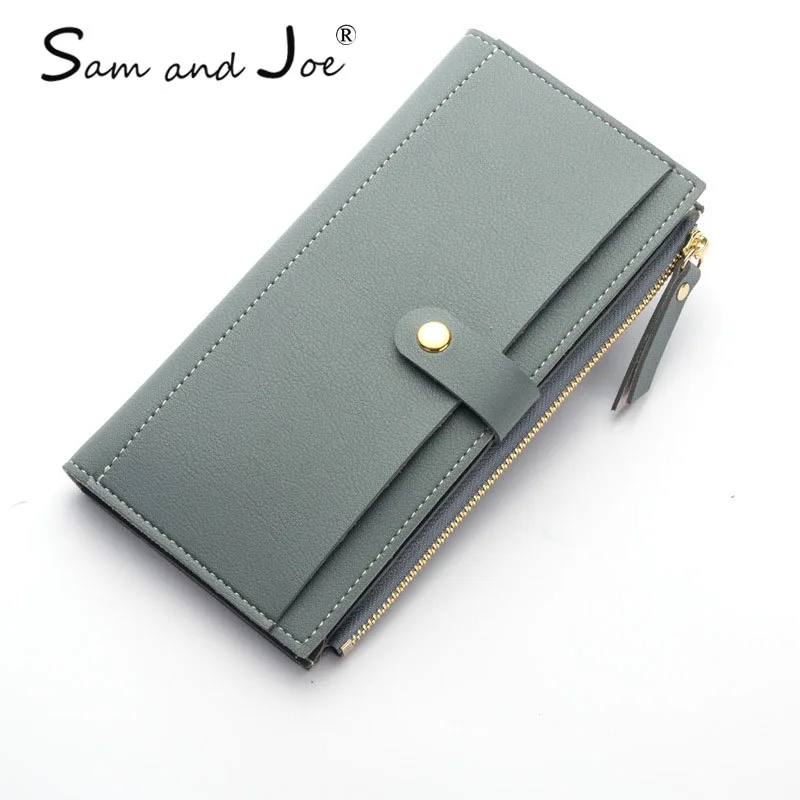 

2019 New Fashion Ladies Long Section of Students Simple Fresh Purse Multi-function Buckle Zipper Design Wallet Wowen Wallet