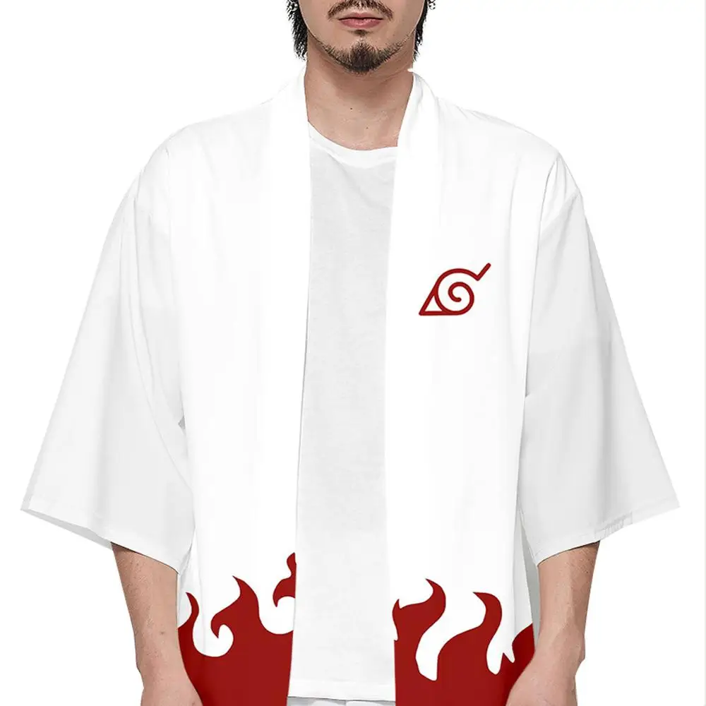 

Anime Naruto Namikaze Minato Hokage Battle Trench Shirt Three Quarter Sleeve Polyester Tees Shirt Tops