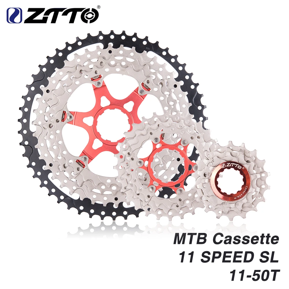 

ZTTO MTB 11 Speed SL Cassette 11s 11-50T Wide Ratio UltraLight Freewheel Mountain Bike Bicycle Parts For K7 X1 XO1 XX1 M9000