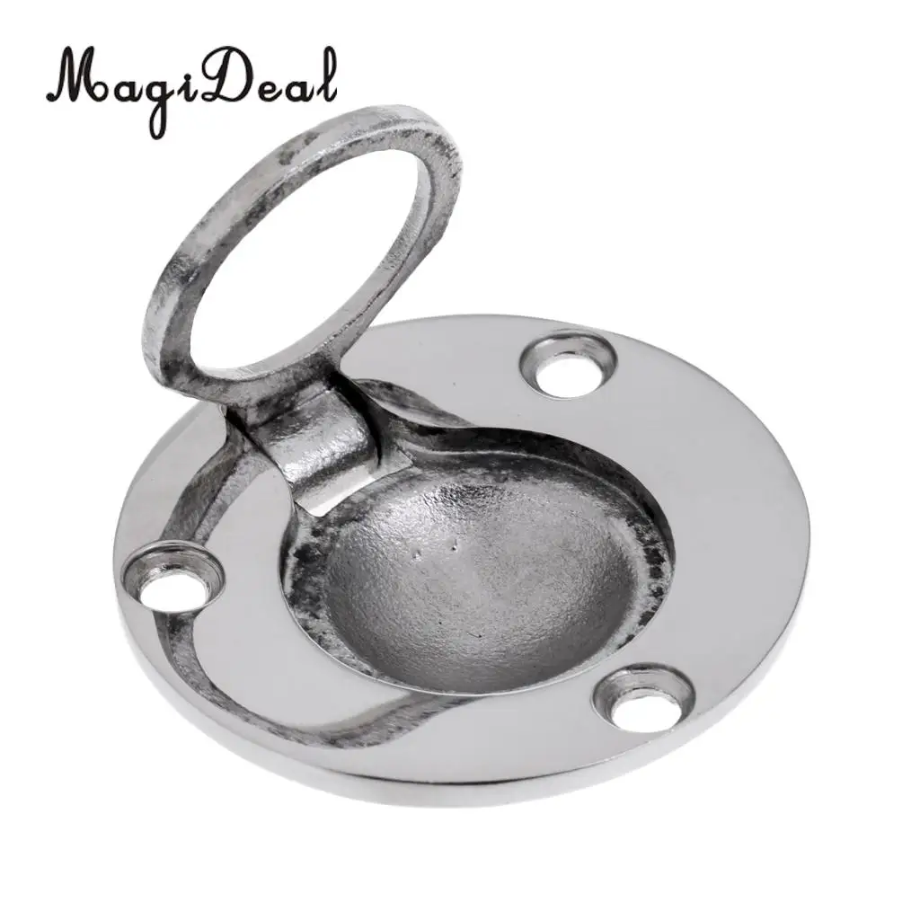 4 Pieces Boat Marine Stainless Steel Round Flush Mount Lift Lifting Ring Deck Hatch Pull Handle 49mm for Water Sports Accessory